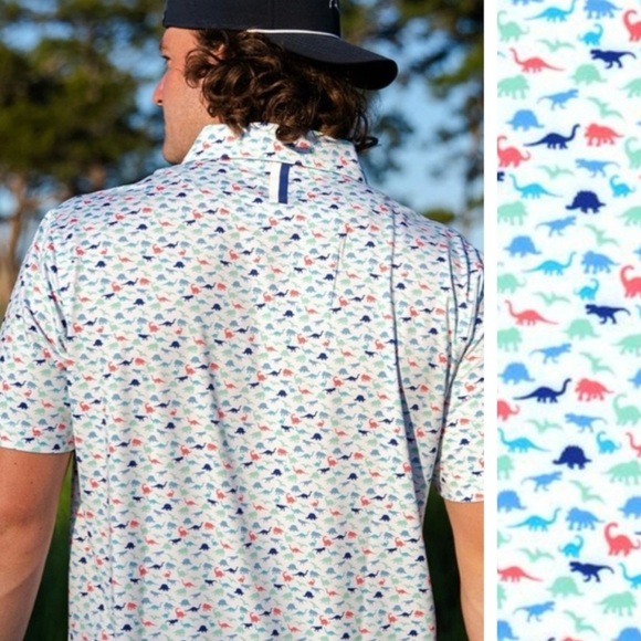 Rhoback The Big Foot Dinosaur Golf Polo Shirt Men's 2XL Performance Stretch - Picture 12 of 13